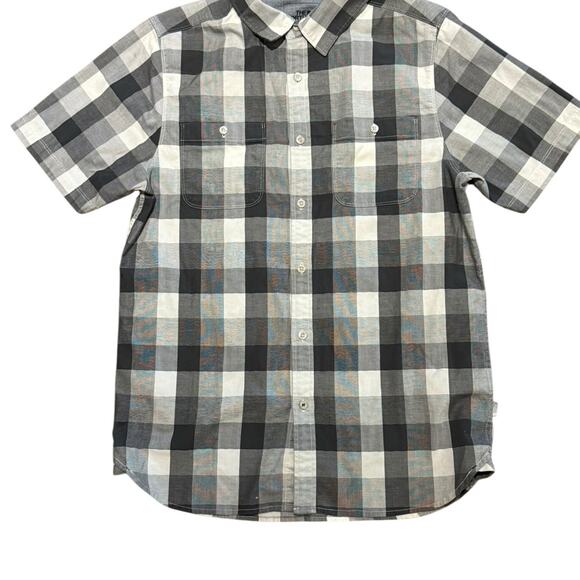 The North Face Mens Size Medium Black and Gray Checkered Short Sleeve Shirt - Picture 1 of 7